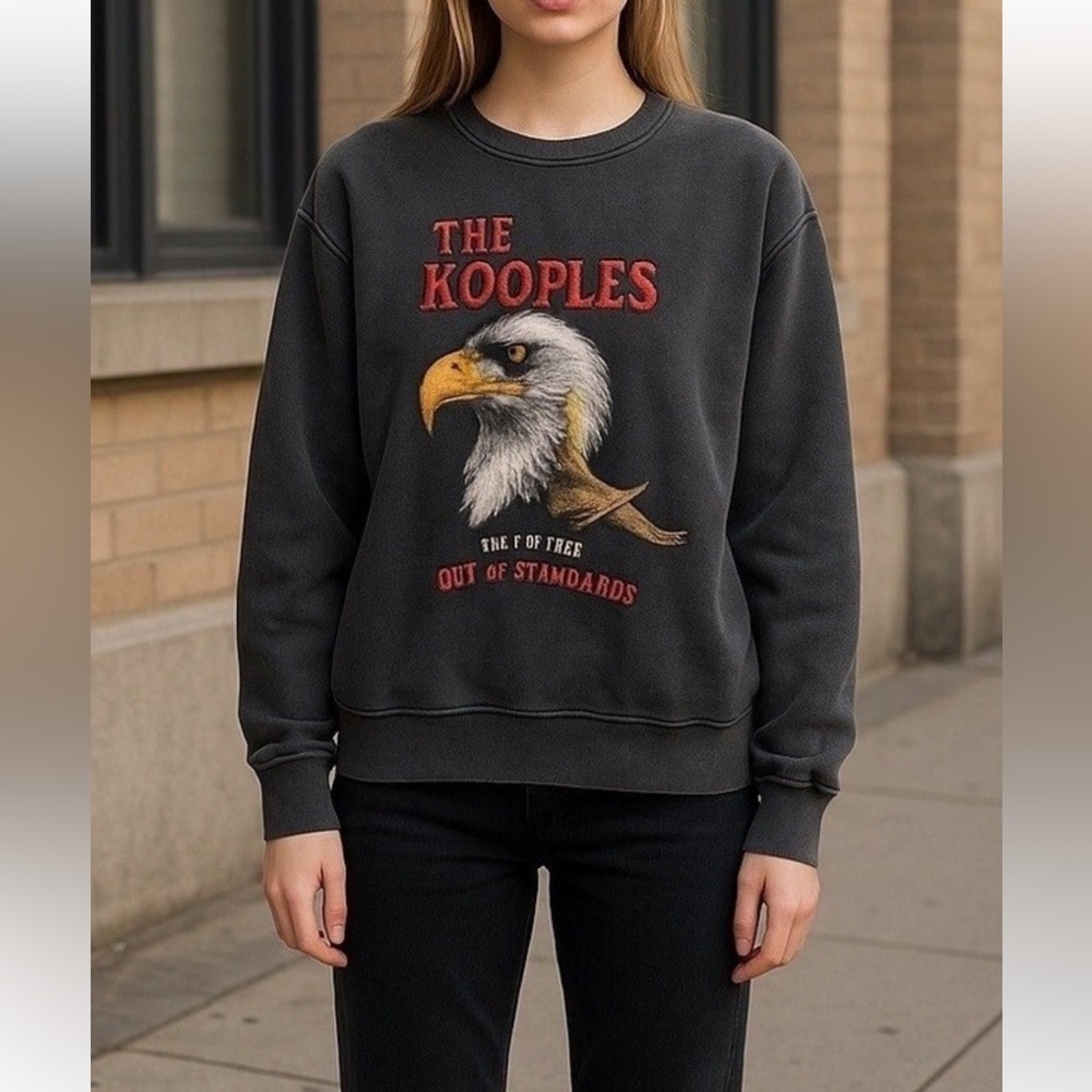 The Kooples‎ Eagle Vintage Wash Long Sleeved Sweat Shirt NWT Size 4/XL
